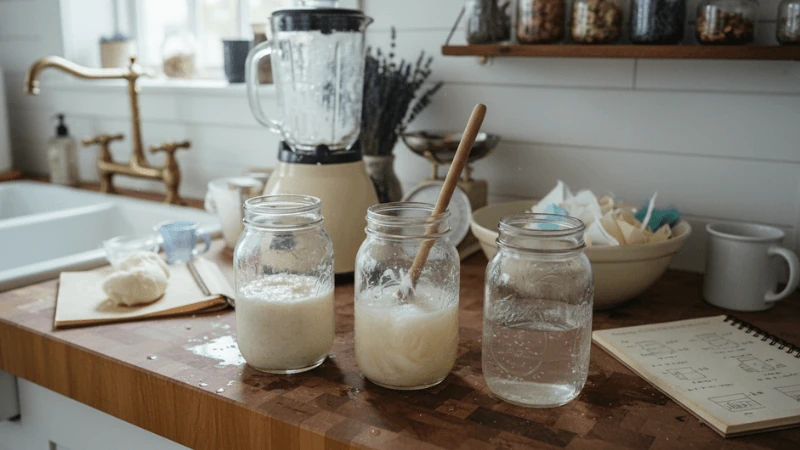 Module 2: Jars of paper pulp at different consistencies